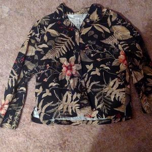 Coldwater creek floral long sleeve shirt great for fall size L 74% cotton